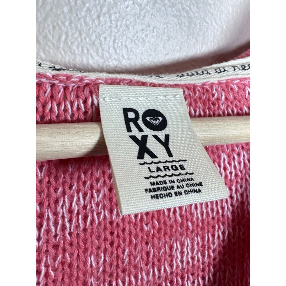Roxy Womens Hoodie Sweater Open Knit Crochet Pink Beach Boho Large - Picture 4 of 7